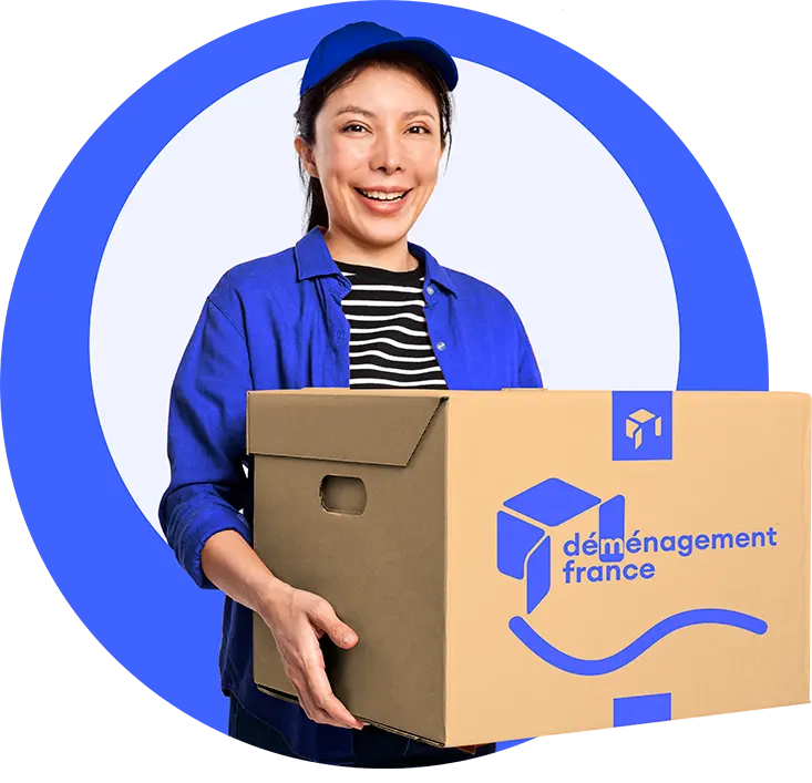 Déménageuse transportant un carton