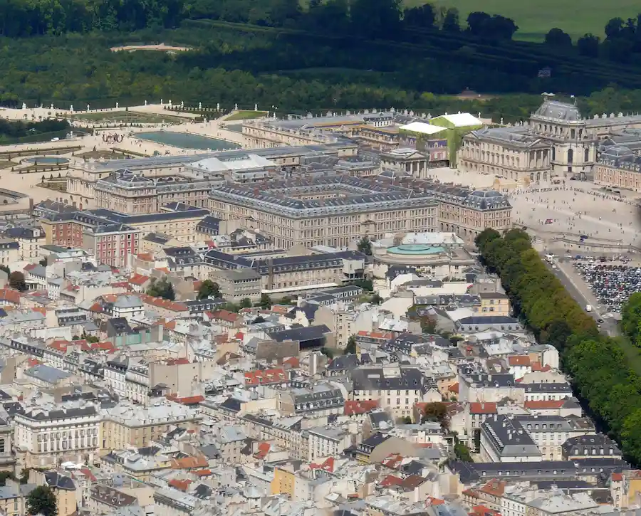 Vue aérienne de Versailles.